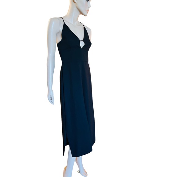 N Nicholas Black Keyhole Split Leg Jumpsuit Size 4 Criss-Cross Straps at Back - Picture 6 of 16